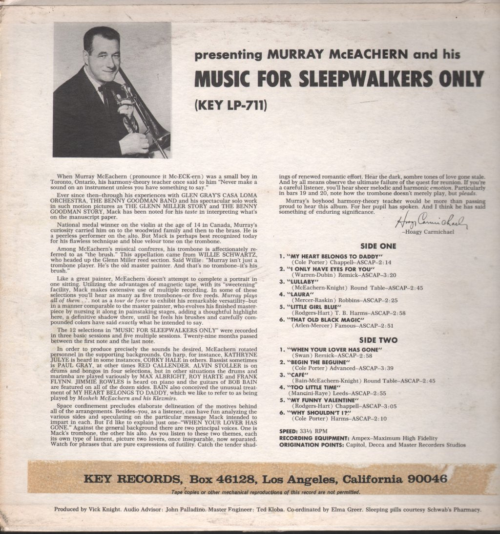 Murray McEachern - Music For Sleepwalkers Only - Lp
