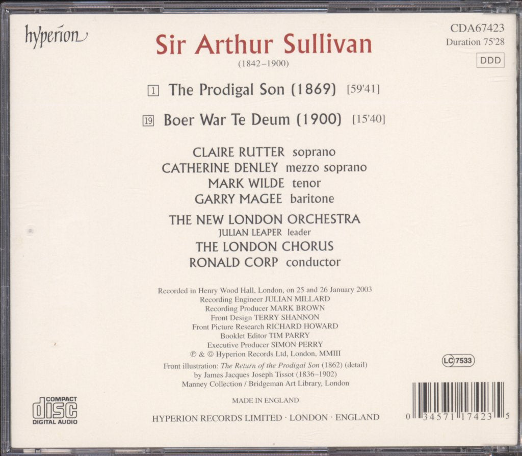 New London Orchestra, The London Chorus, Ronald Corp - Sullivan - Prodigal Son - Cd