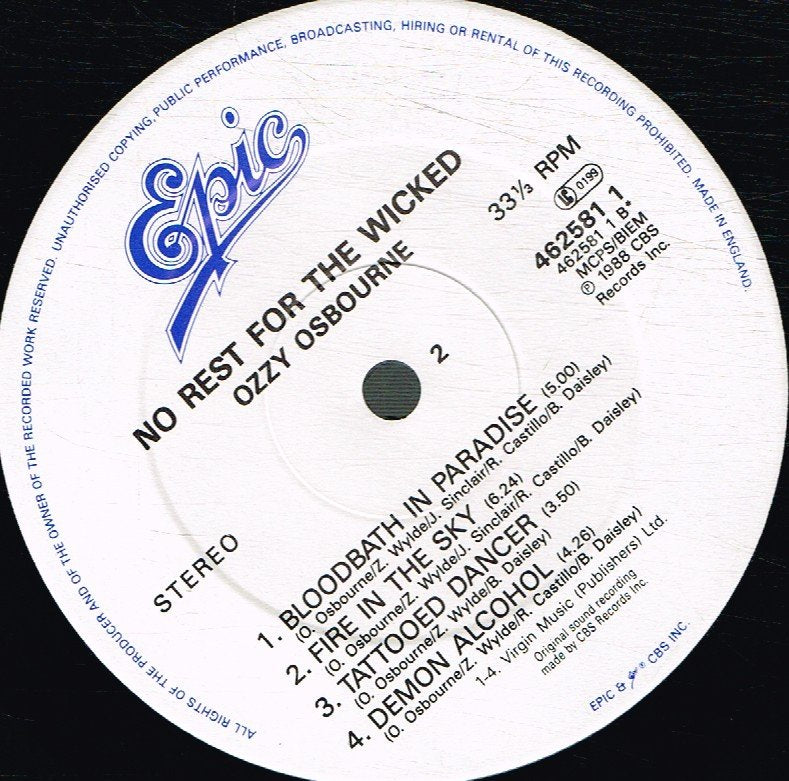 Ozzy Osbourne - No Rest For The Wicked - Lp