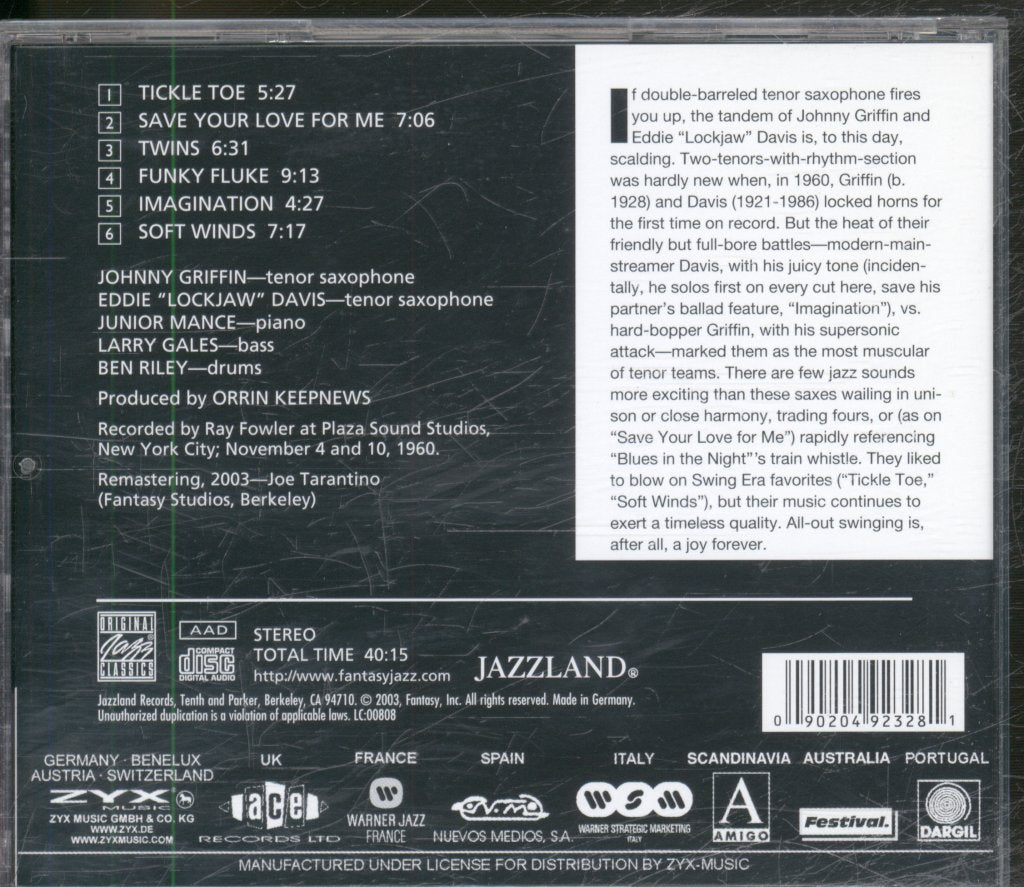 Johnny Griffin And Eddie Lockjaw Davis - Tough Tenors - Cd