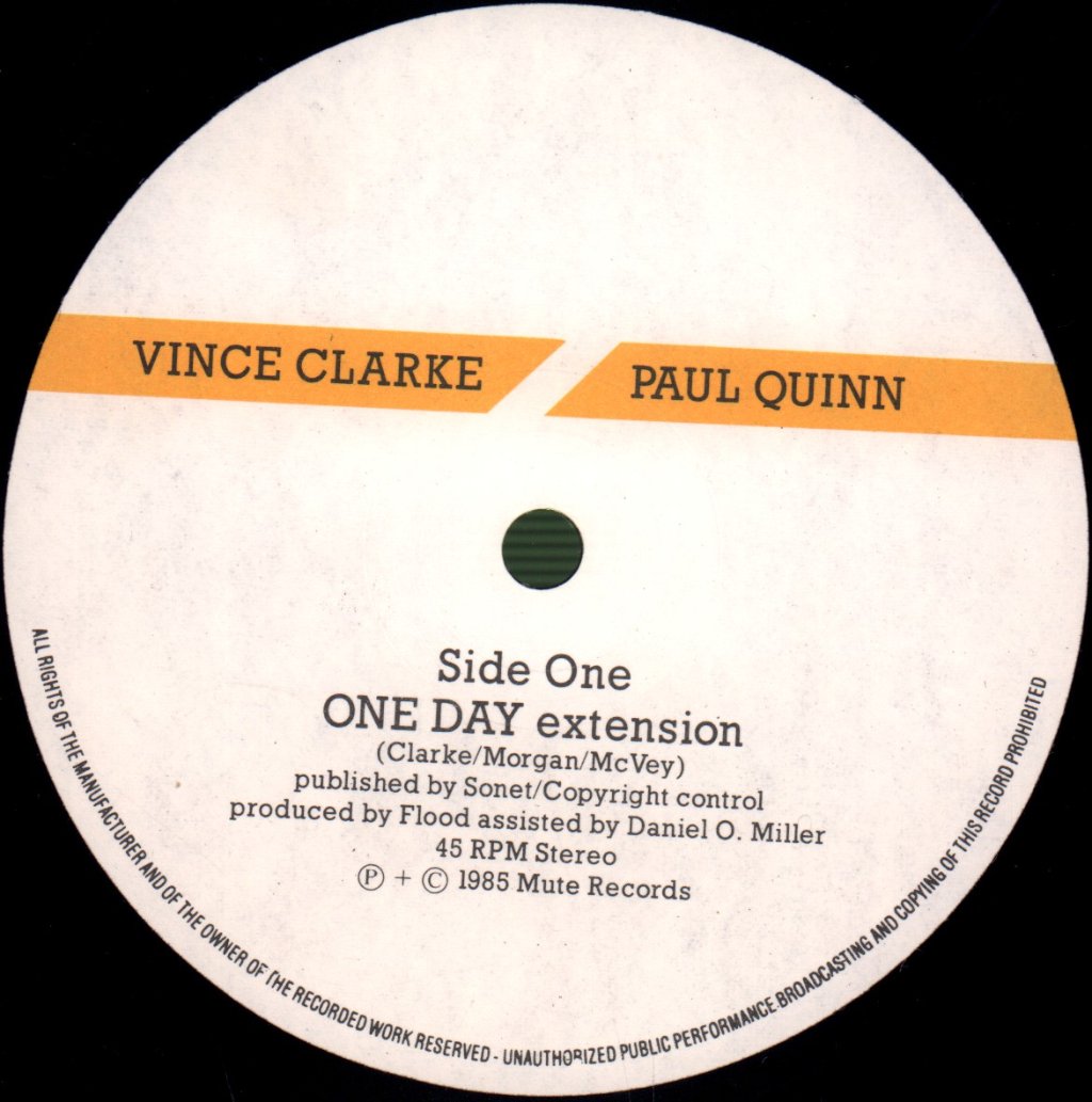 Vince Clarke And Paul Quinn - One Day - 12 Inch