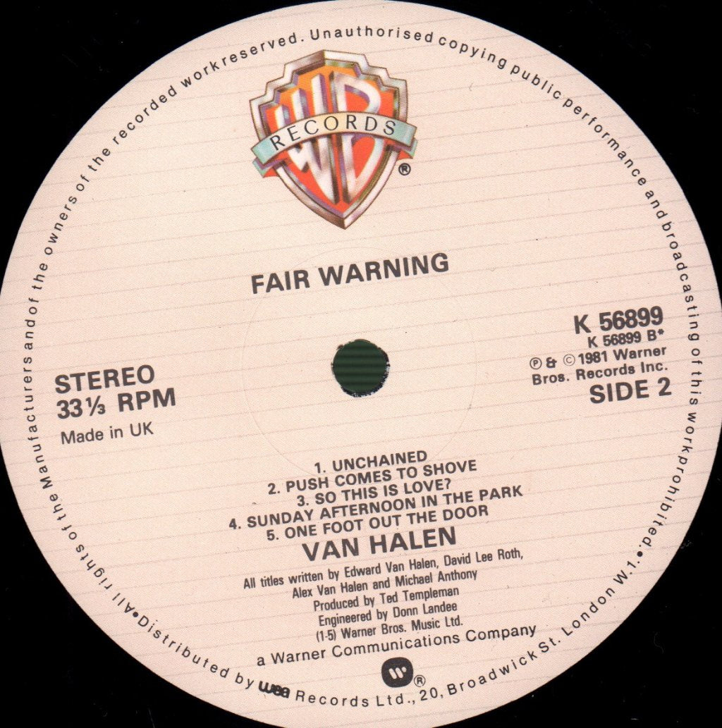 Van Halen - Fair Warning - Lp