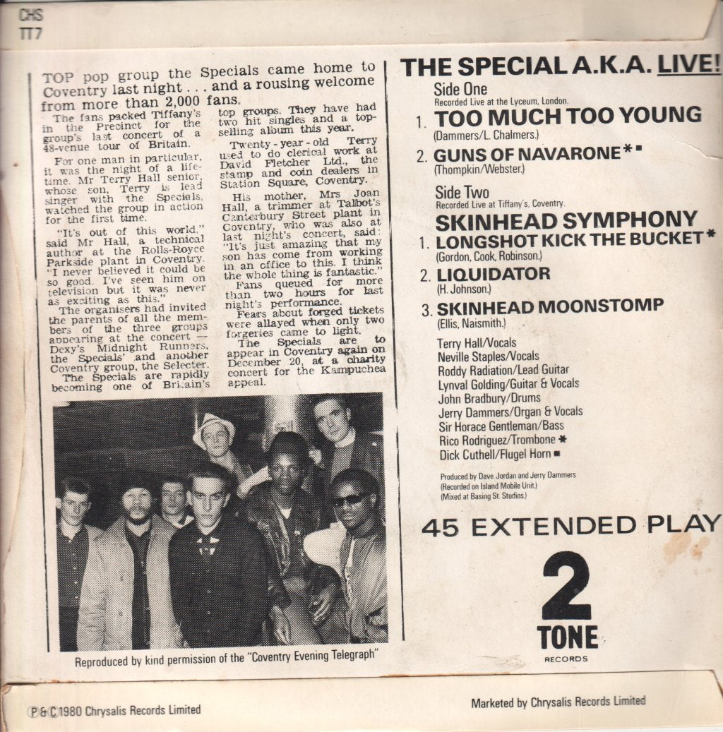 Special AKA - Too Much Too Young - 7 Inch