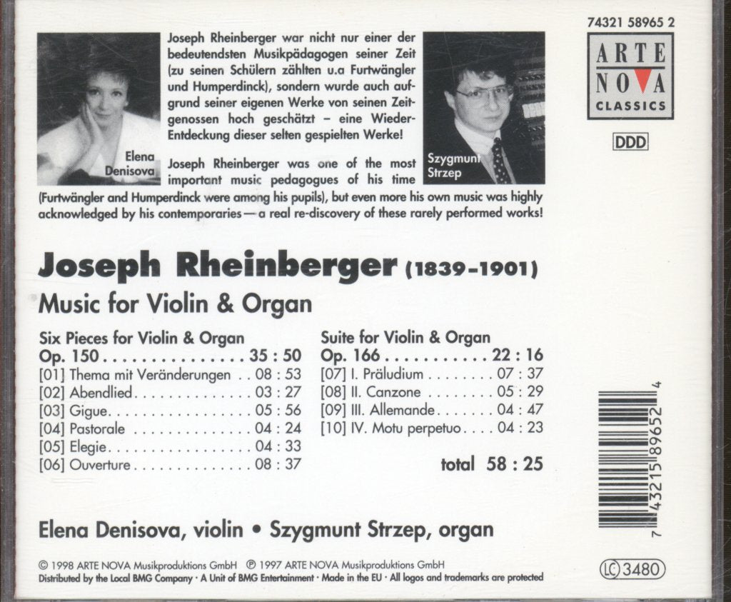 Elena Denisova, Szygmunt Strzep - Joseph Reinberger - Six Pieces For Violin & Organ Op. 150 / Suite For Violin & Organ Op. 166 - Cd