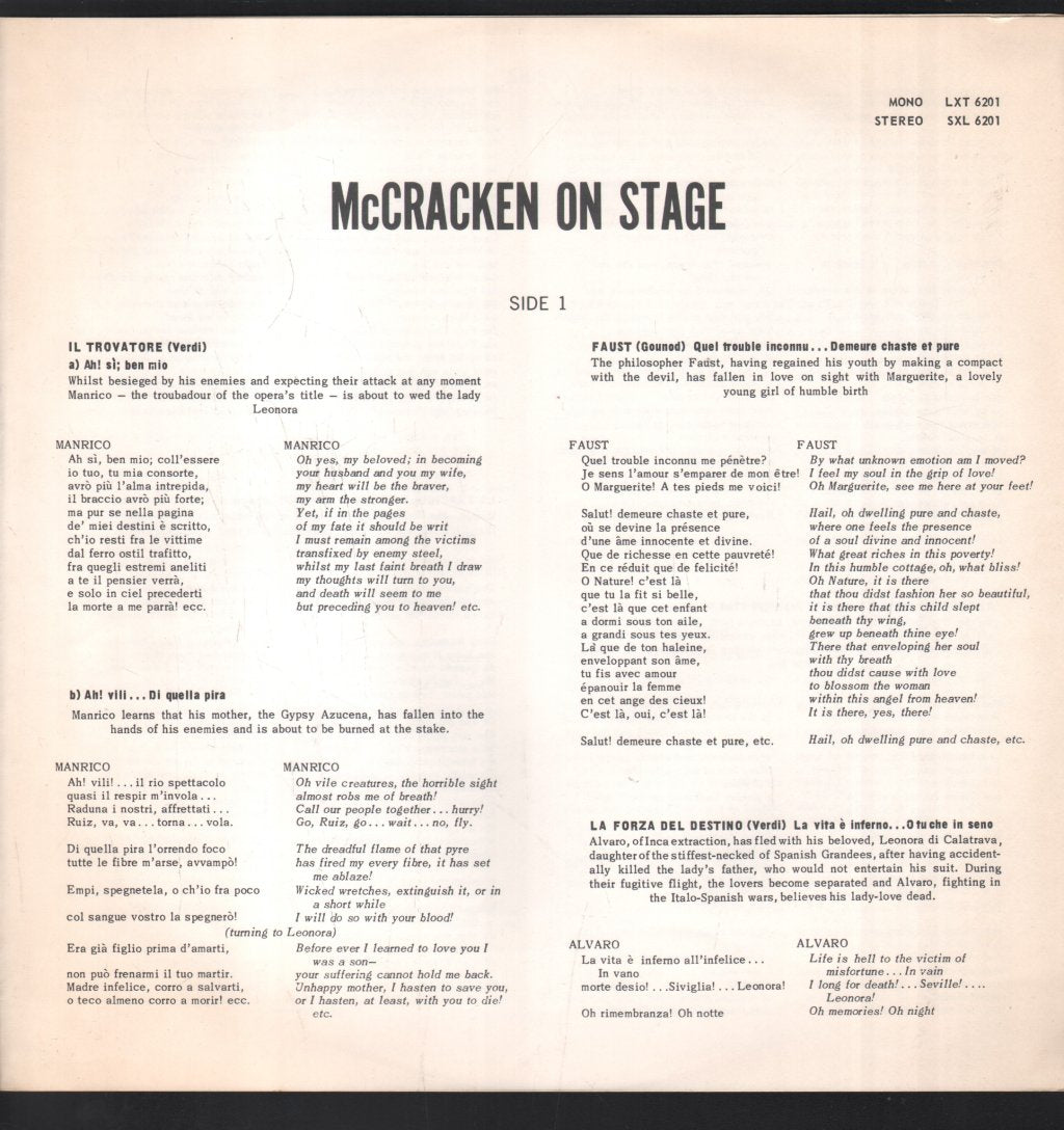 James McCracken / Vienna Opera Orchestra / Dietfried Bernet - McCracken On Stage - Lp