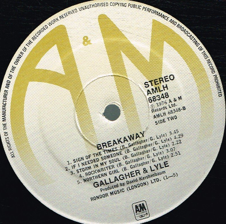 Gallagher And Lyle - Breakaway - Lp