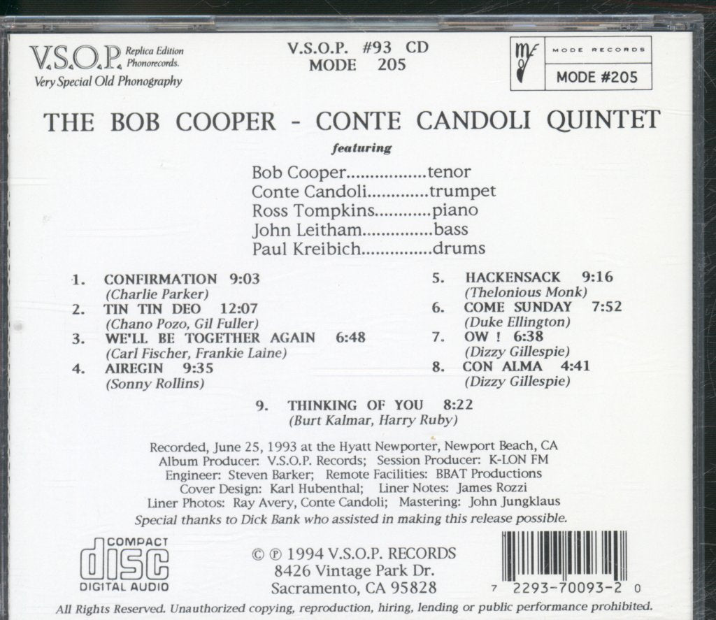 Bob Cooper - Conte Candoli Quintet - Bob Cooper - Conte Candoli Quintet - Cd