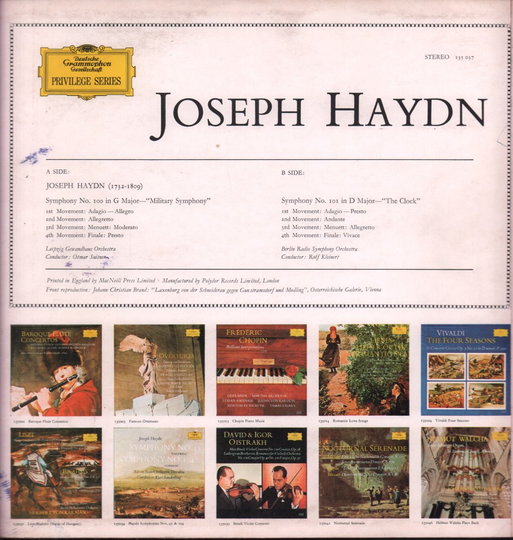 Leipzig Gewandhaus Orchestra - haydn Symphony No. 100 In G Major - Lp