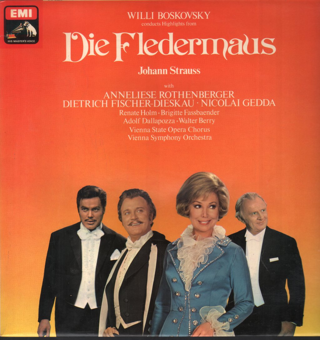 Willi Boskovsky / Anneliese Rothenberger / Dietrich Fischer-Dieskau / Nicolai Gedda - Johann Strauss - Die Fledermaus Highlights - Lp