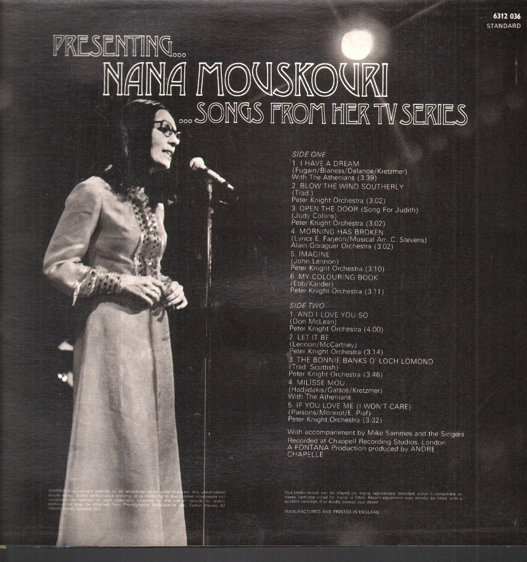 Nana Mouskouri - Presenting Songs From Her Tv Series - Lp