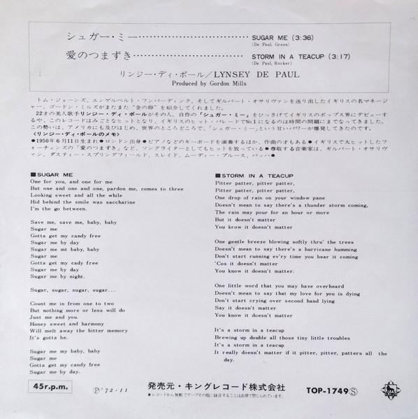 Lynsey De Paul - Sugar Me - 7 Inch