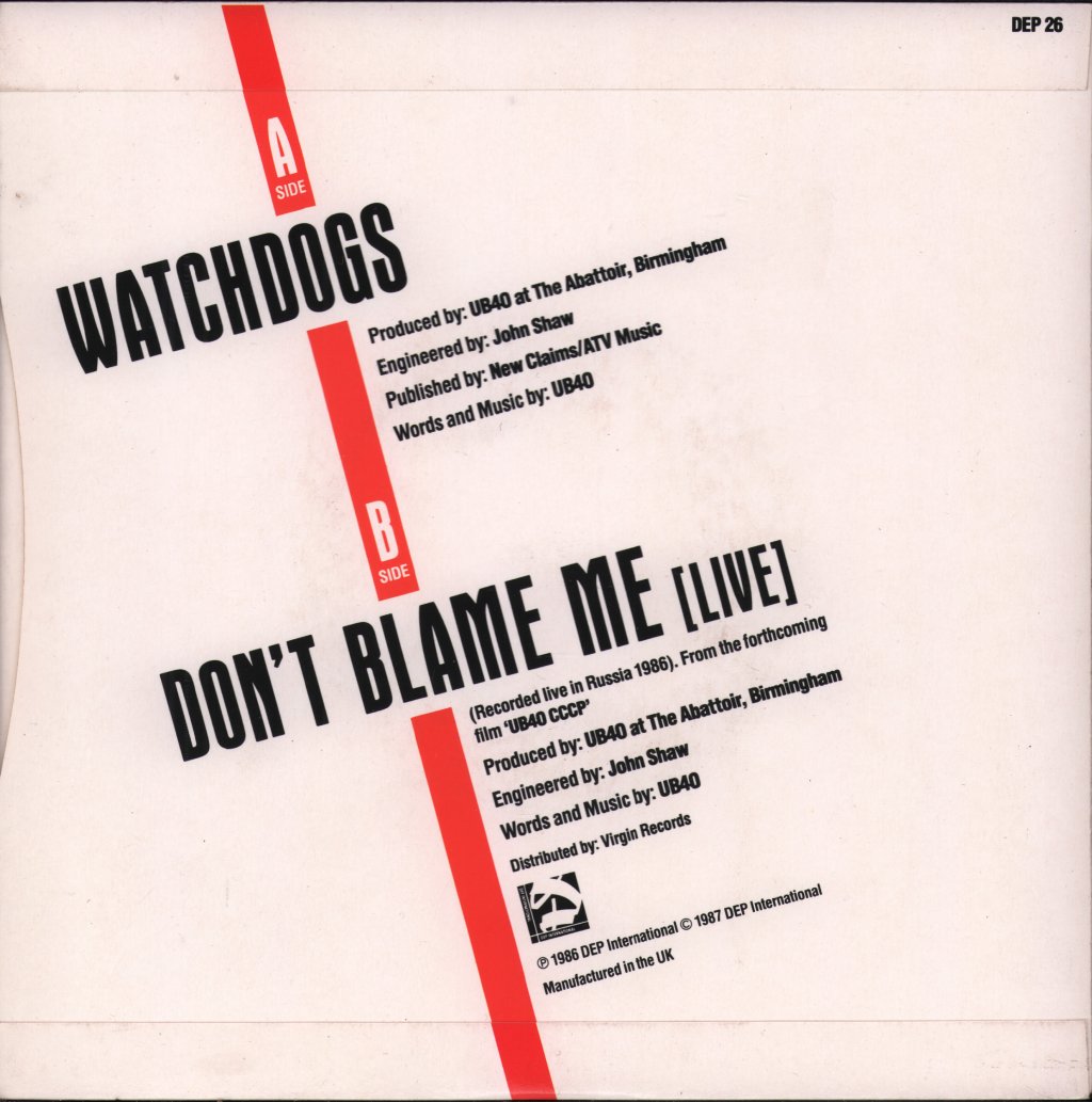 UB40 - Watchdogs - 7 Inch