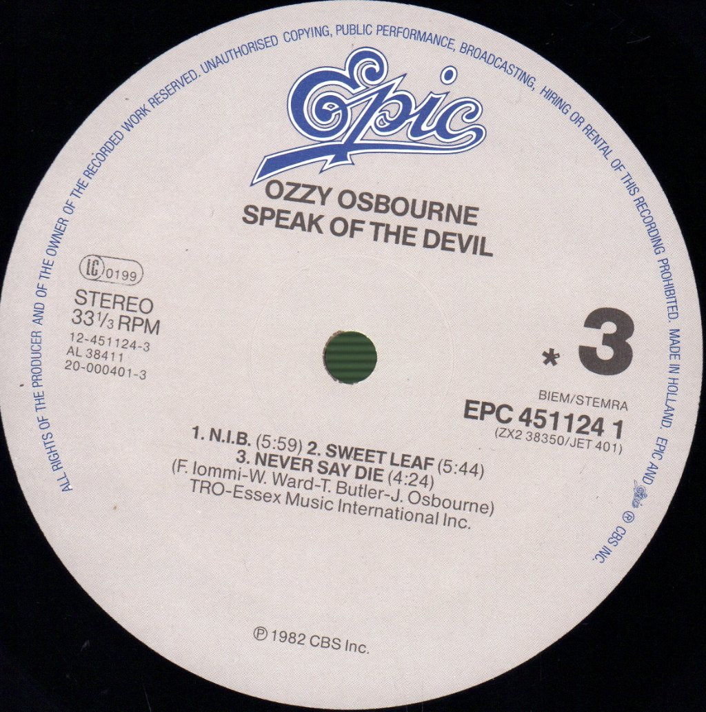 Ozzy Osbourne - Speak Of The Devil - Double Lp