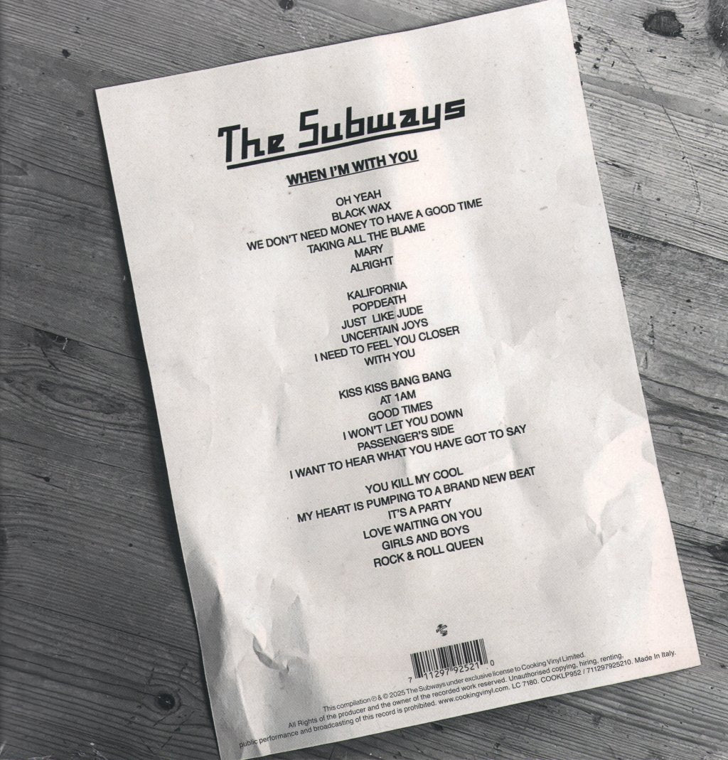 Subways - When I'm With You - Double Lp