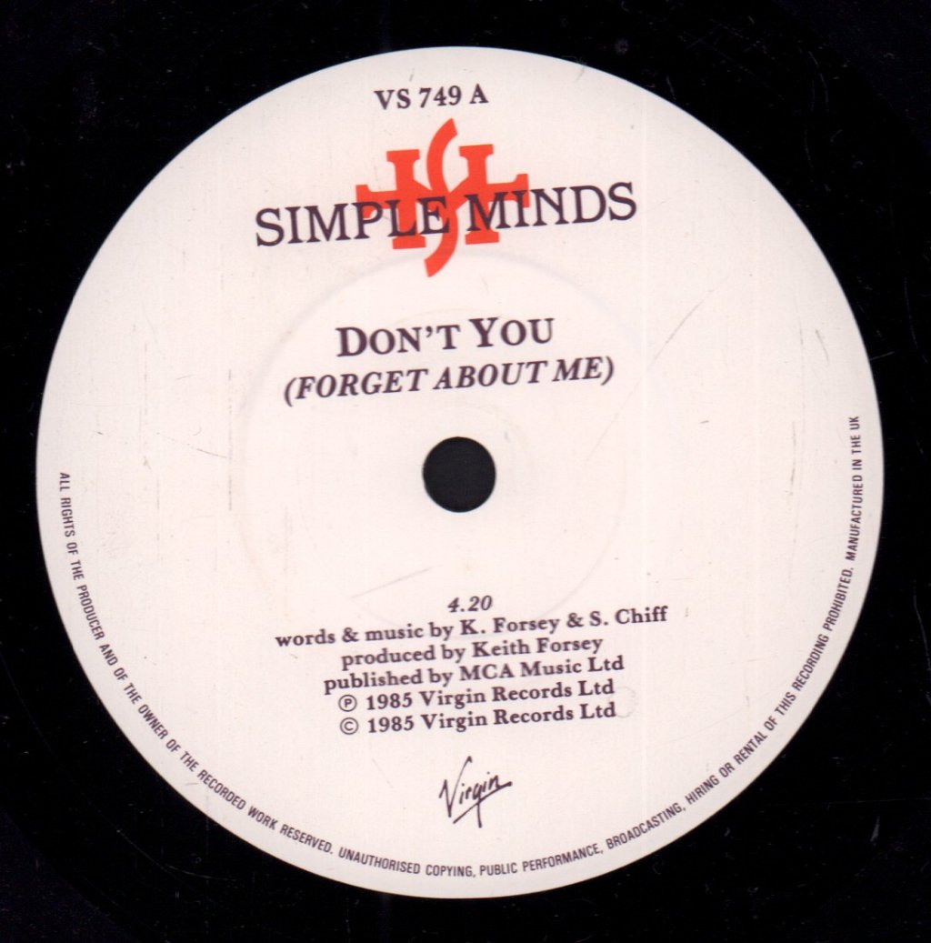Simple Minds - Don't You Forget About Me - 7 Inch