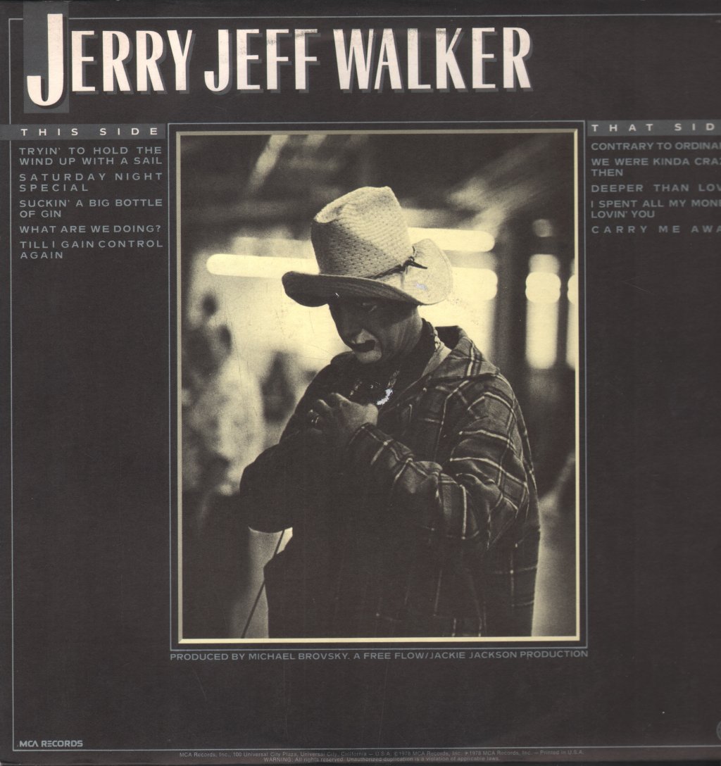 Jerry Jeff Walker - Contrary To Ordinary - Lp