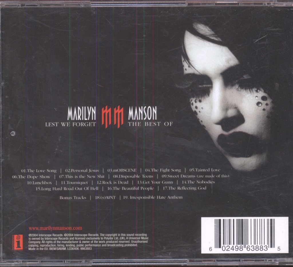Marilyn Manson - Lest We Forget - The Best Of - Cd