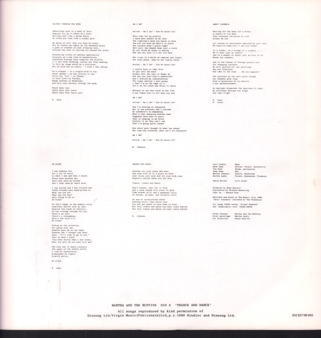 Martha And The Muffins - Trance And Dance - Lp