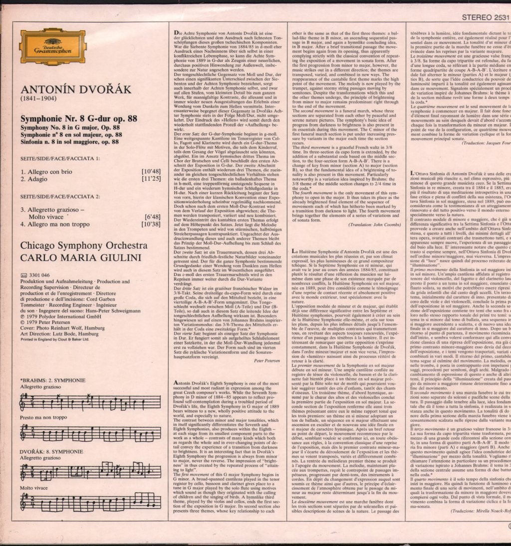 Carlo Maria Giulini / Chicago Symphony Orchestra - Antonin Dvorak - Symphonie Nr. 8 - Lp
