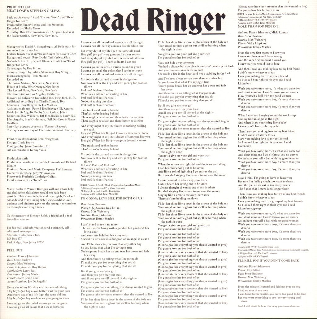 Meat Loaf - Dead Ringer - Lp