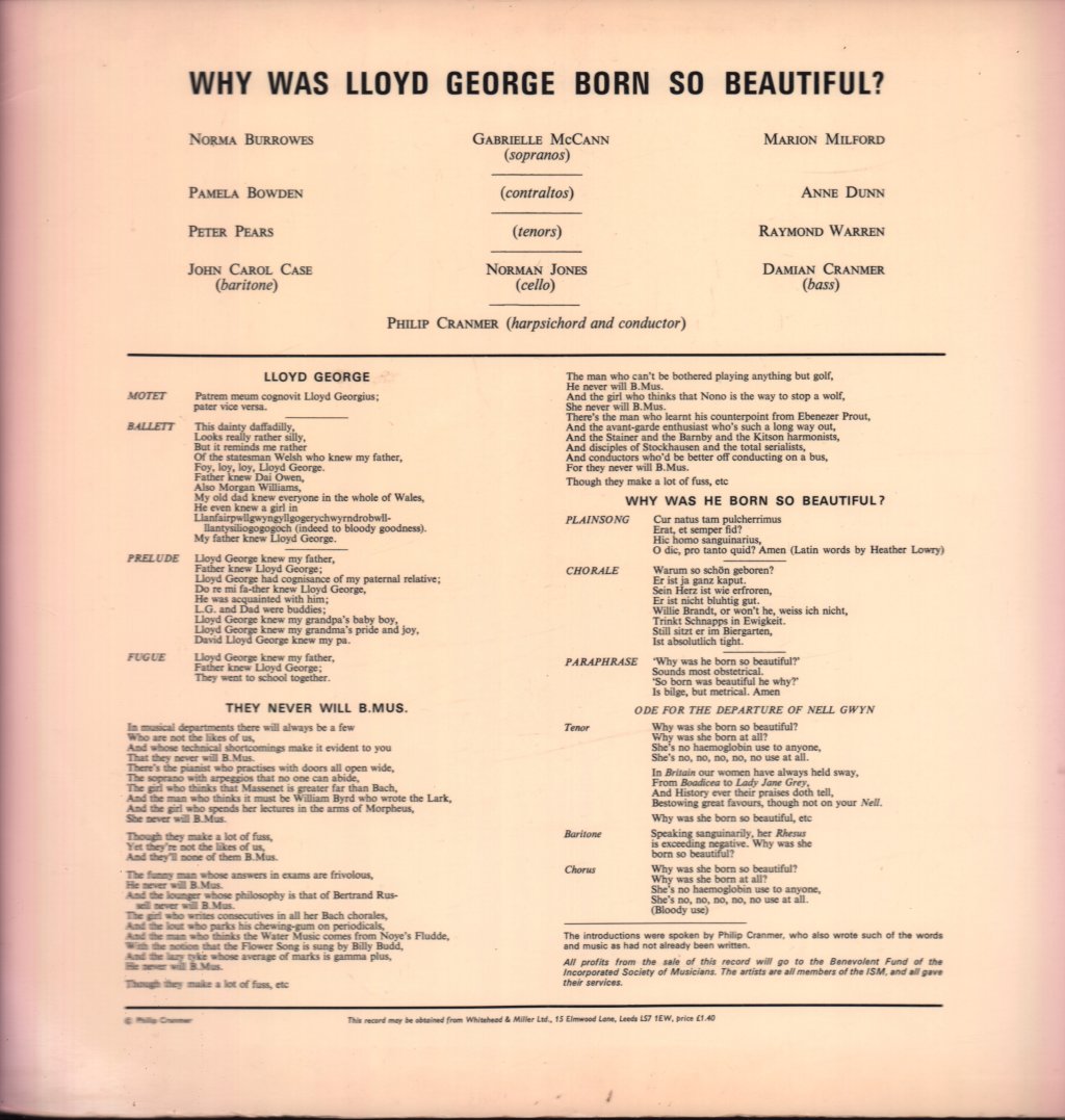 Various Artists - Why Was Lloyd George Born So Beautiful? - Lp