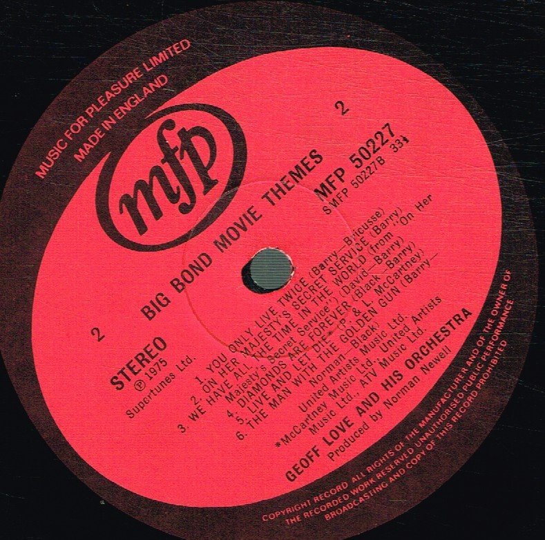 Geoff Love And His Orchestra - Big Bond Movie Themes - Lp