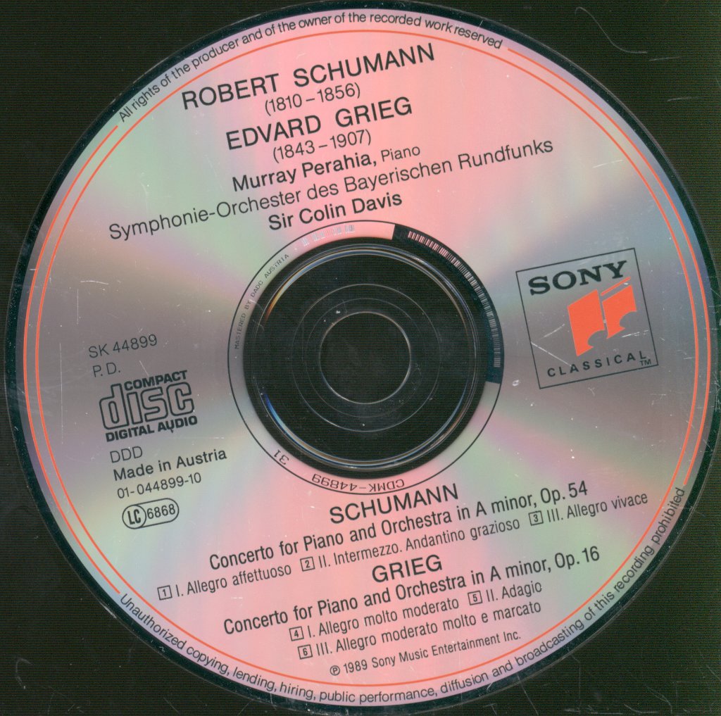 Symphonieorchester Des Bayerischen Rundfunks, Sir Colin Davis - Schumann / Grieg - Piano Concertos - Cd