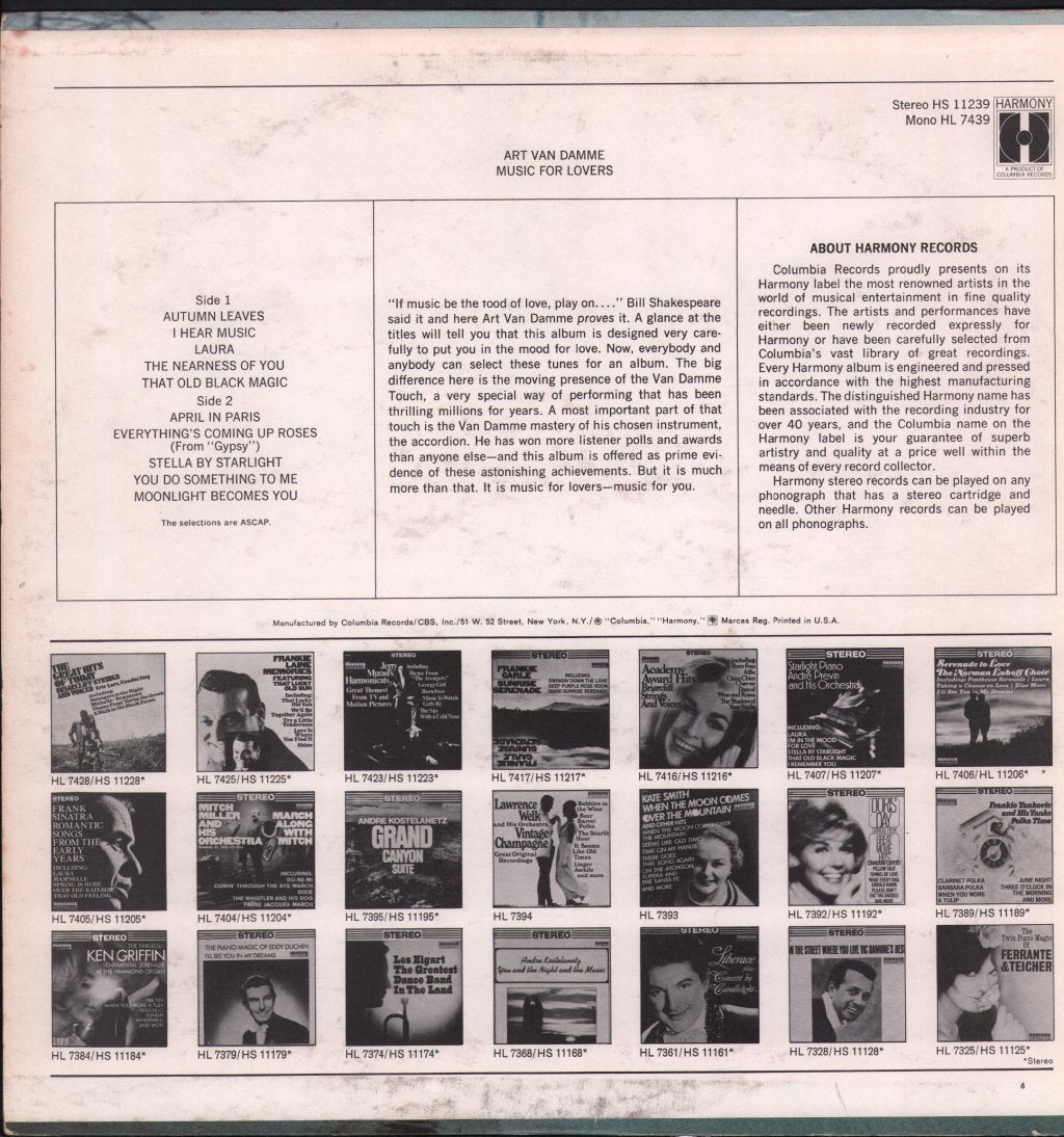 Art Van Damme - Music For Lovers - Lp