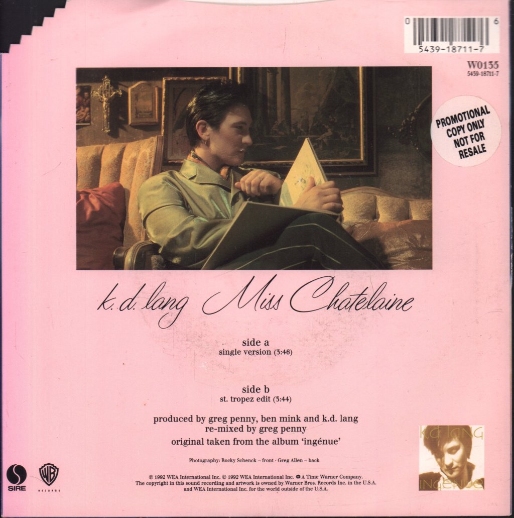 K.D. Lang - Miss Chatelaine - 7 Inch