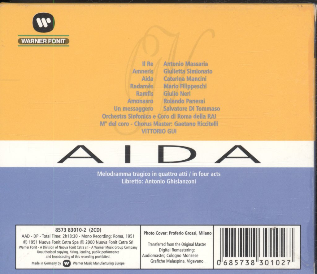Orchestra Sinfonica Di Roma Della RAI, Vittorio Gui - Verdi - Aida - Double Cd