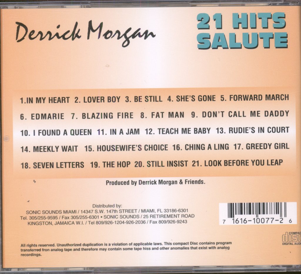Derrick Morgan - 21 Hits Salute - Cd