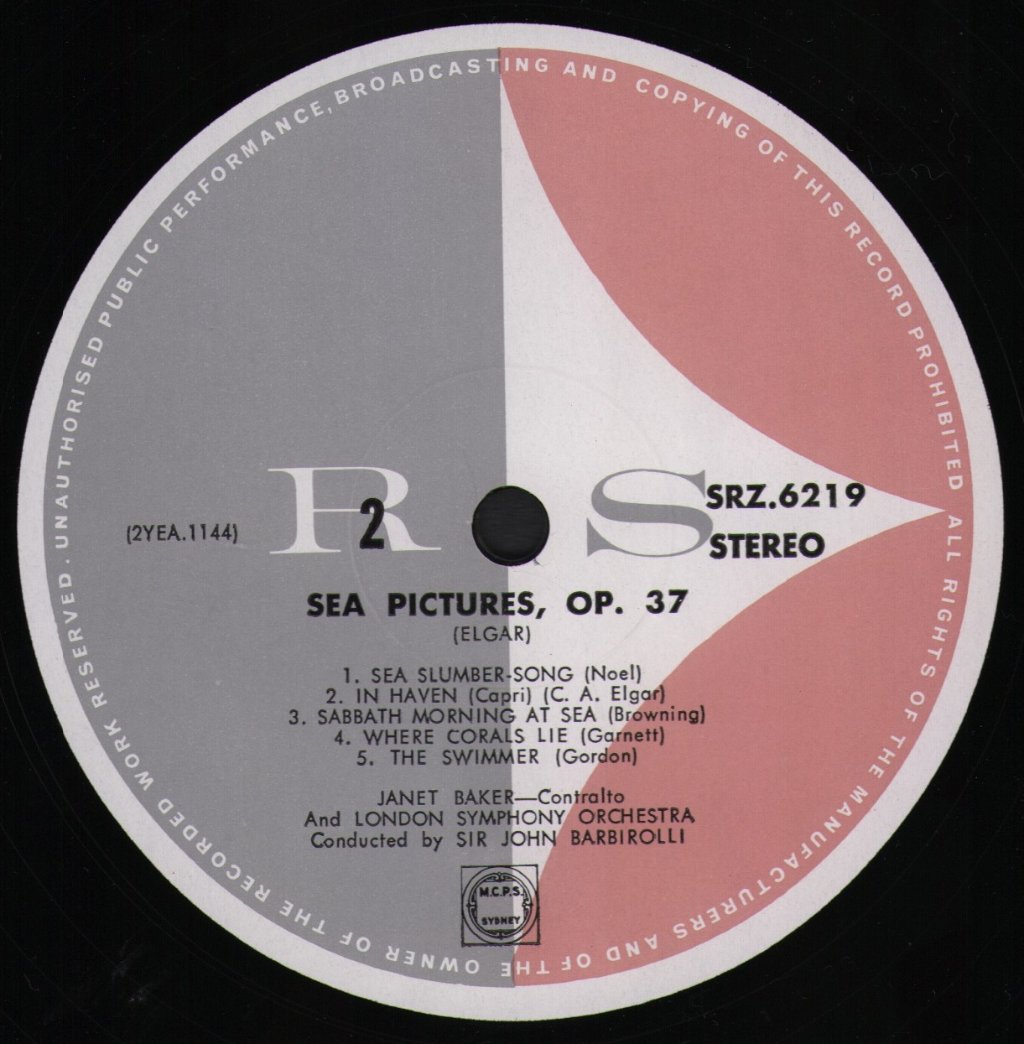 Jacqueline Du Pre / Janet Baker / Sir John Barbirolli / London Symphony Orchestra - Elgar - Cello Concerto / Sea Pictures - Lp