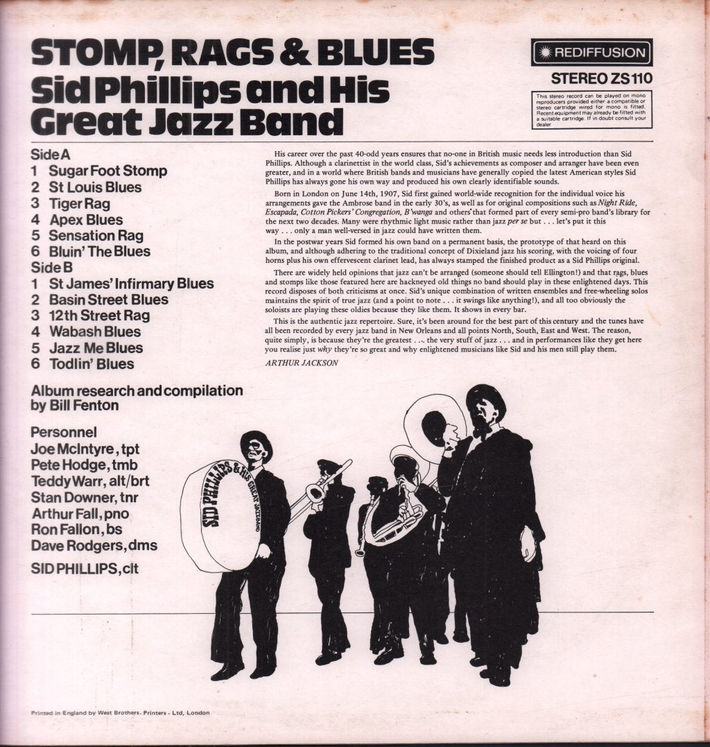 Sid Phillips And His Great Jazz Band - Stomp, Bags And Blues - Lp