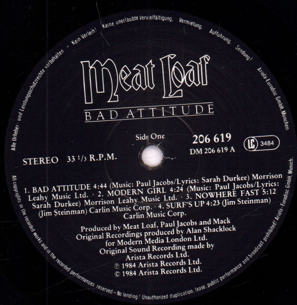 Meat Loaf - Bad Attitude - Lp