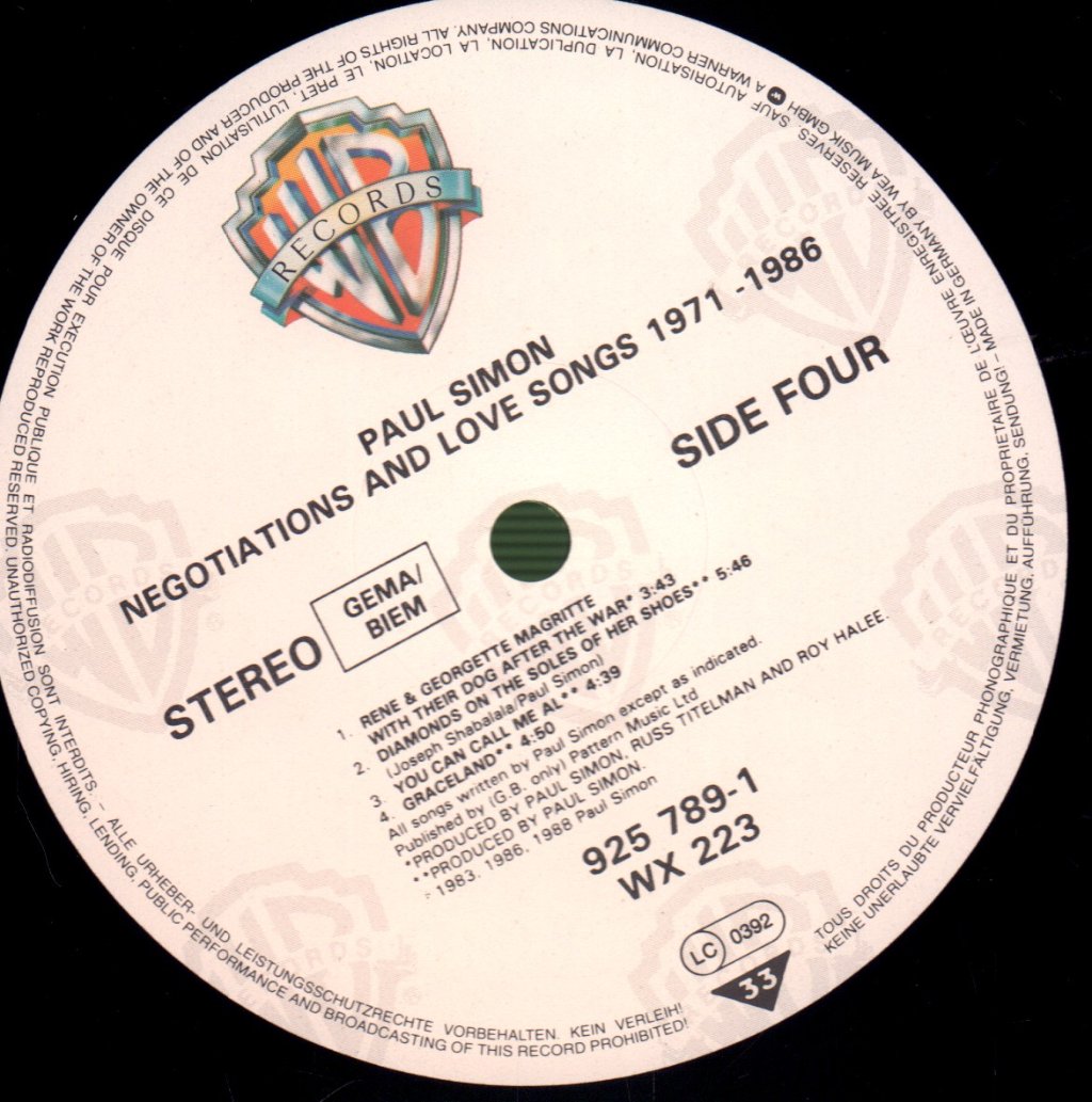 Paul Simon - Negotiations And Love Songs (1971-1986) (Best Of) - Double Lp