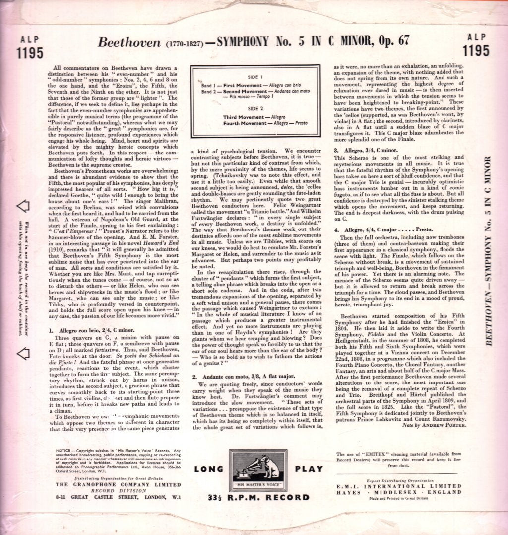 Wilhelm Furtwangler - Beethoven Symphony No.5 - Lp