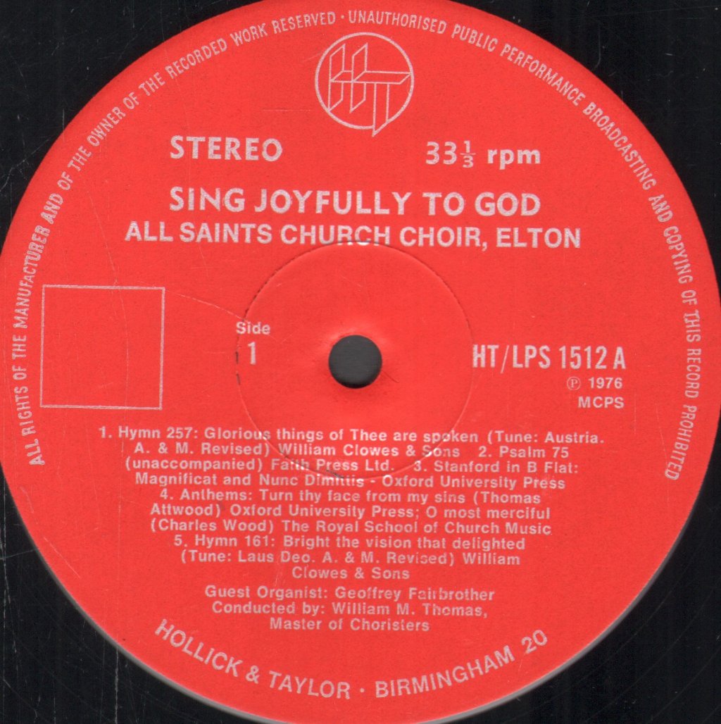 All Saints Church Choir, Elton, Bury - Sing Joyfully To God - Lp