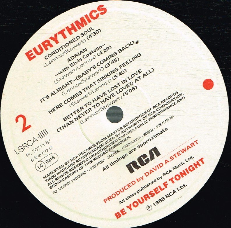 Eurythmics - Be Yourself Tonight - Lp
