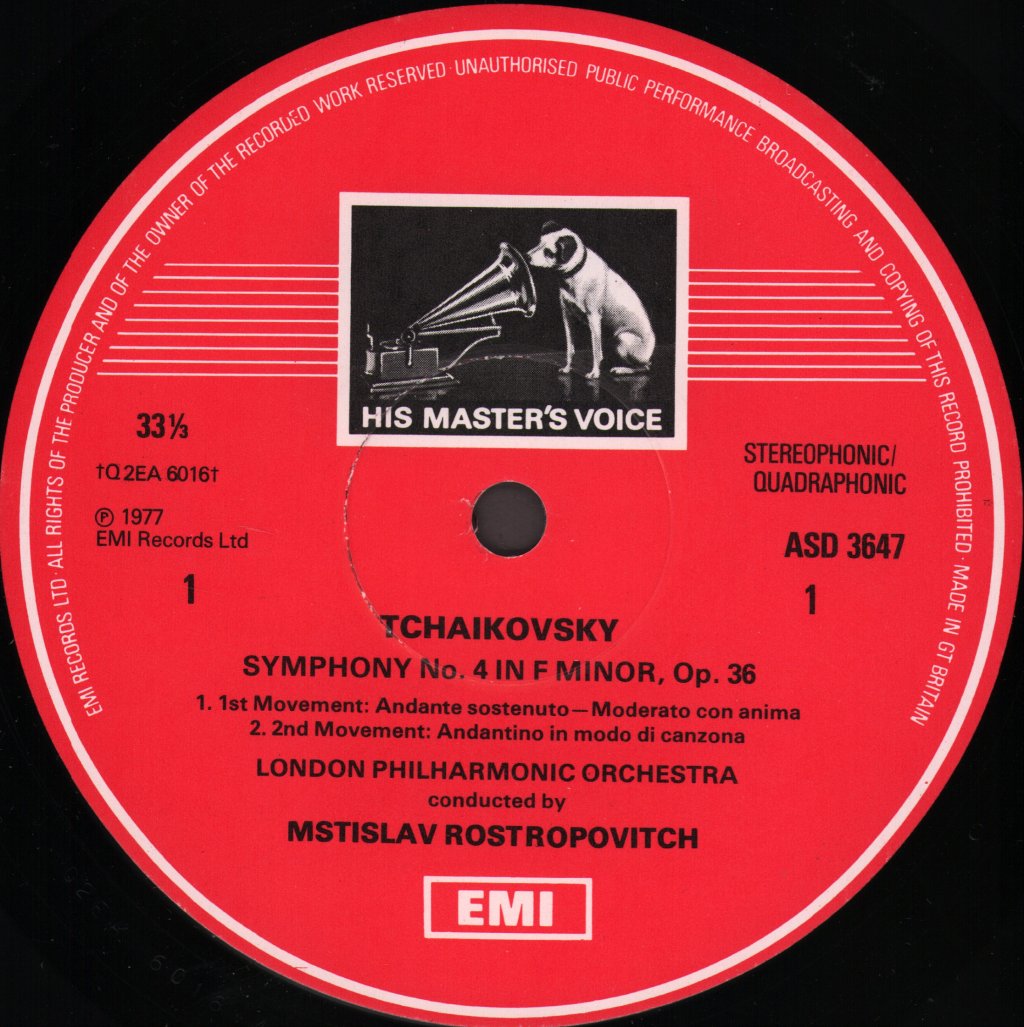 Mstislav Rostropovich / London Philharmonic Orchestra - Tchaikovsky - Symphony No. 4 - Lp