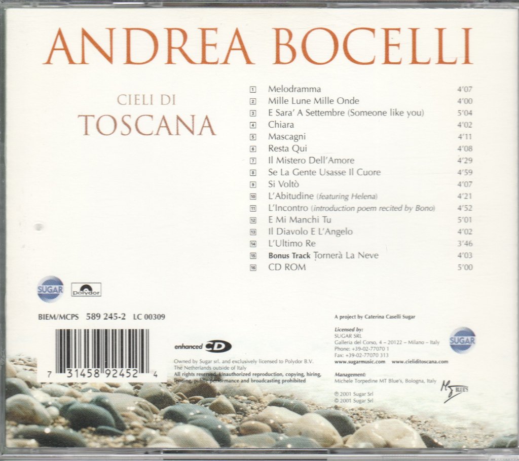 Andrea Bocelli - Cieli Di Toscana - Cd