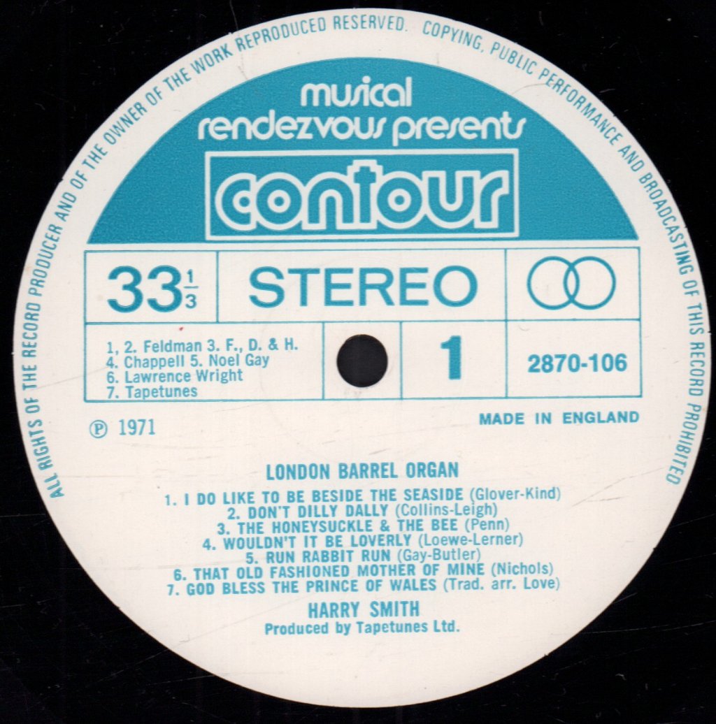 harry smith - London Barrel Organ - Lp