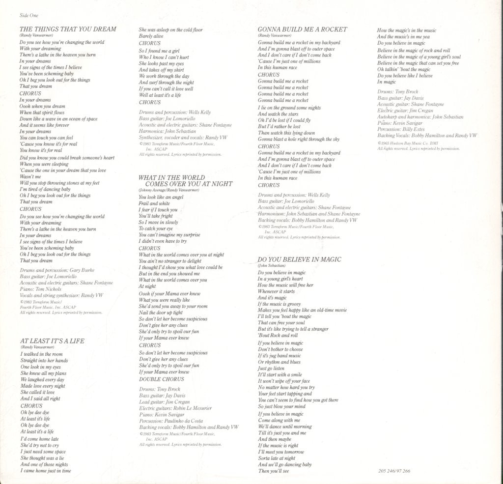 Randy Vanwarmer - Things That You Dream - Lp