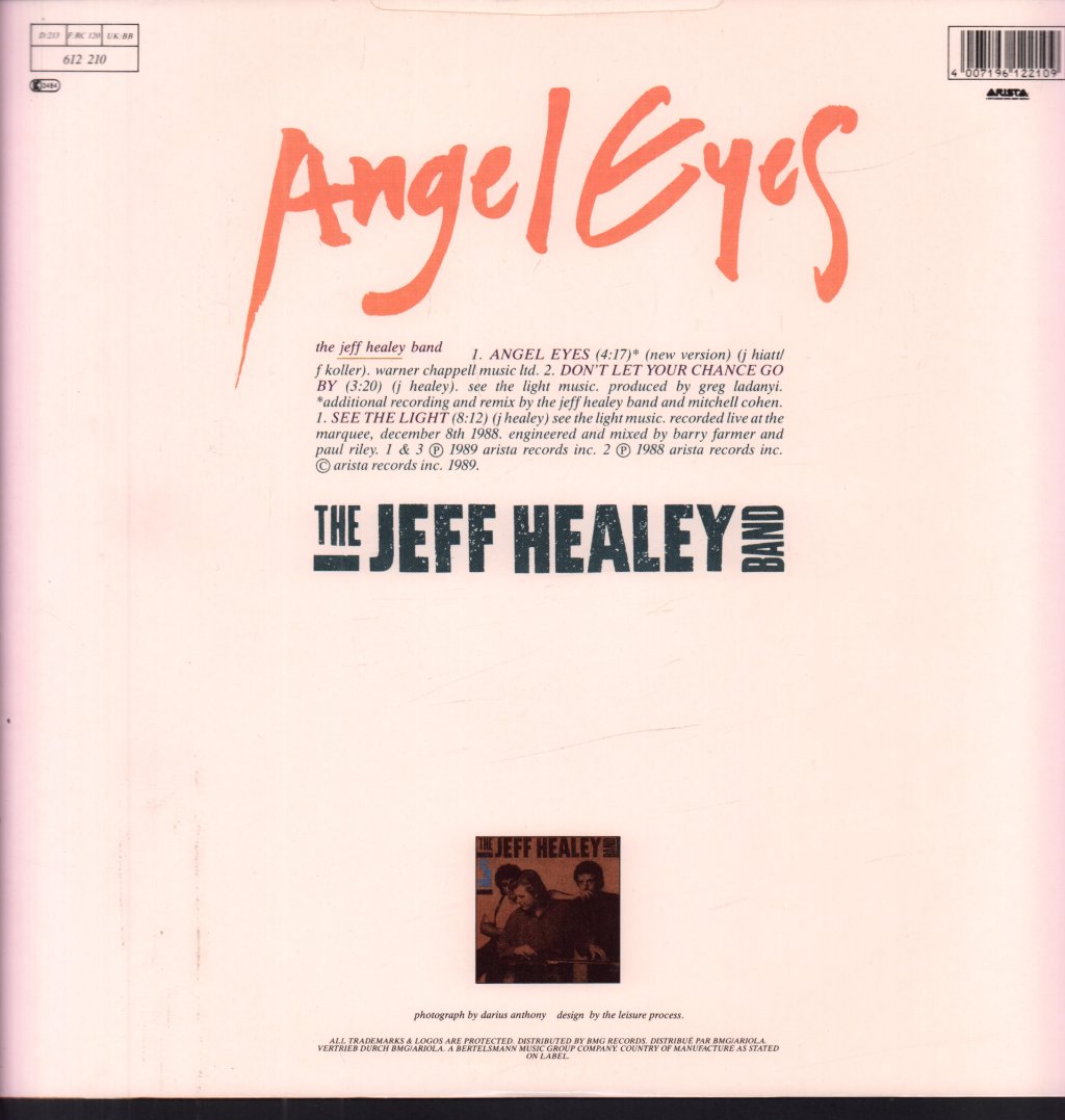 Jeff Healey Band - Angel Eyes - 12 Inch
