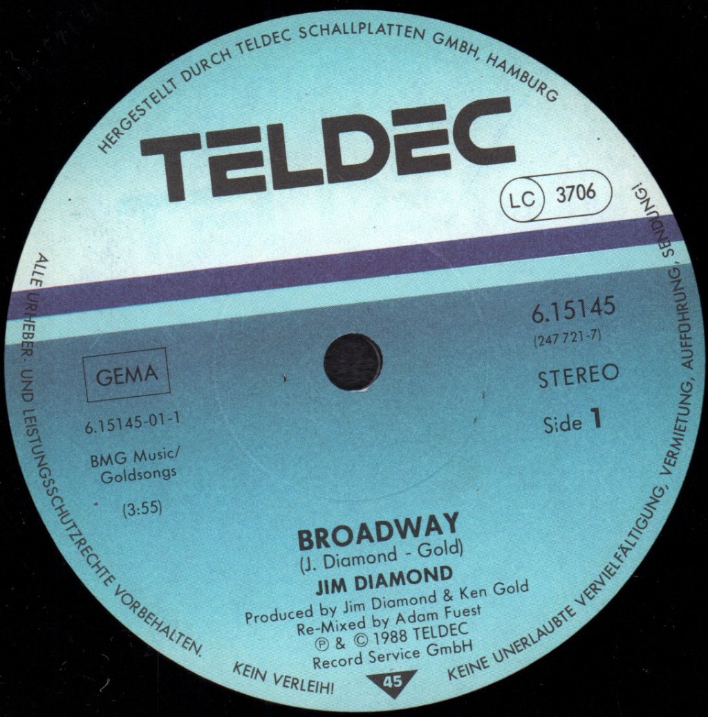Jim Diamond - Broadway - 7 Inch