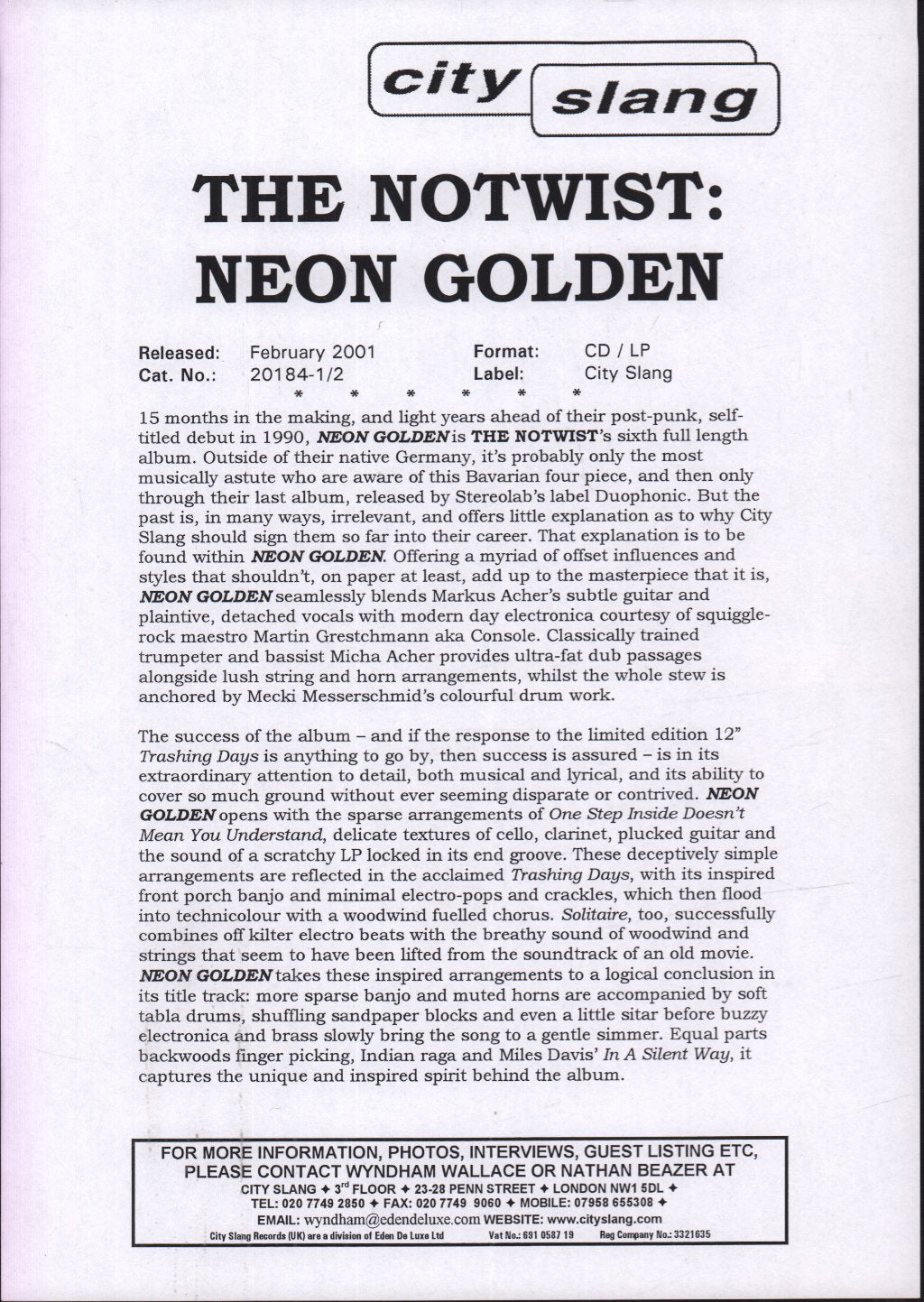 Notwist - Trashing Days - 12 Inch