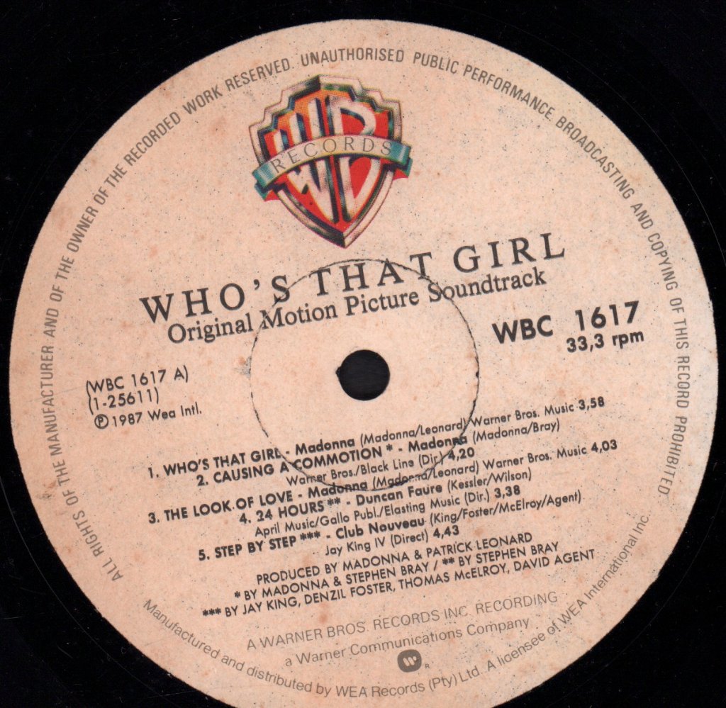 Madonna - Who's That Girl Original Motion Picture Soundtrack - Lp