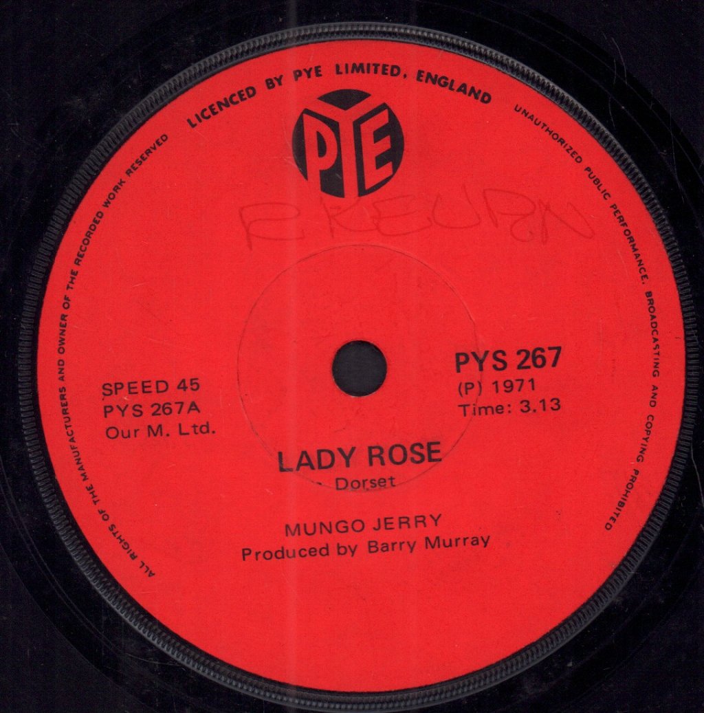Mungo Jerry - Lady Rose - 7 Inch