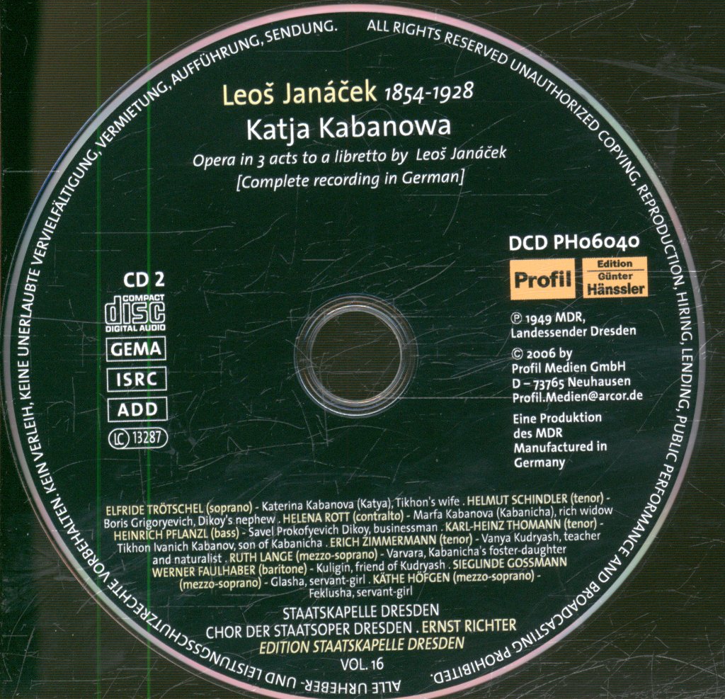 Staatskapelle Dresden - Janáček - Katja Kabanowa - Double Cd