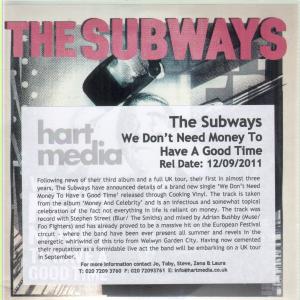 Subways - We Don't Need Money To Have A Good Time - Cd