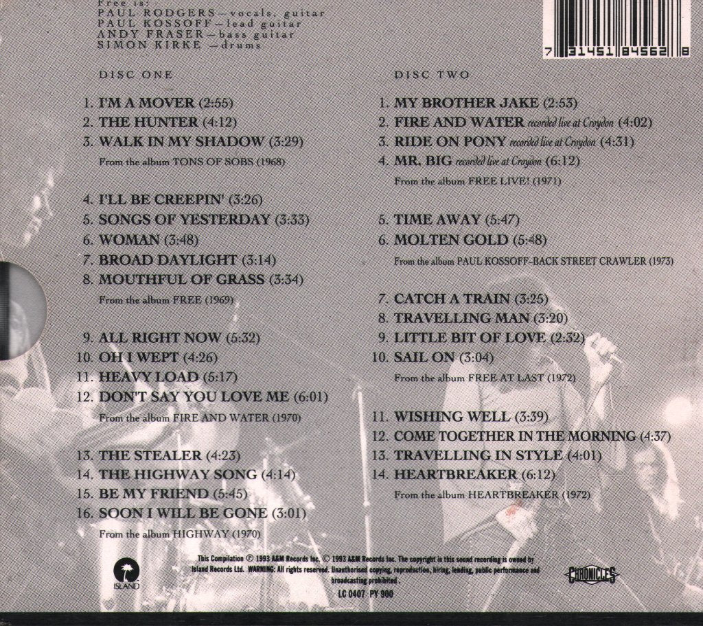Free - Molten Gold: The Anthology - Double Cd